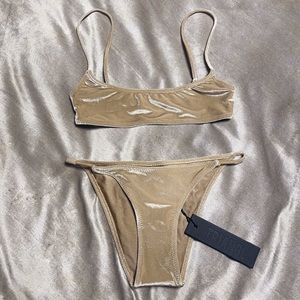 Triangl swimwear nude/gold velvet bikini size xxs